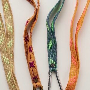 FREE PEOPLE ONE UPCYCLED LANYARD - ORANGE & PINK PATTERNED - NEW WITH TAGS